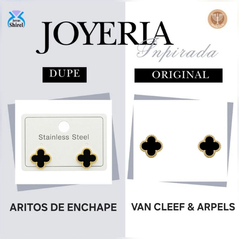 ARITOS DE ENCHAPE PARA DAMA CON DISEÑO DE FLOR 1.2CM (DUPE DE VAN CLEEF)