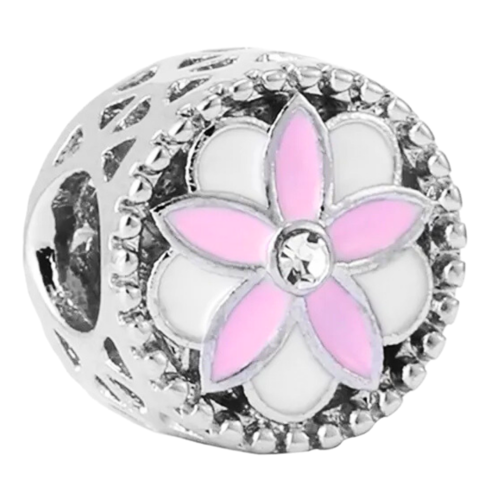 PCHARM907  CIRCULAR CON FLOR ROSA CON BLANCO EN MEDIO