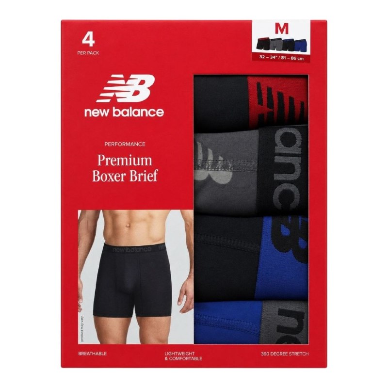 ROPA INTERIOR PARA CABALLERO NEW BALANCE BOXER BRIEF 4 UNIDADES