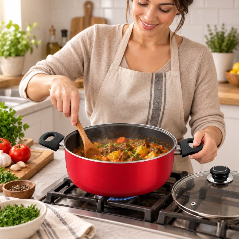 OLLA CACEROLA ANTIADHERENTE CON TAPA DE VIDRIO DE 28CM BENELI HOME