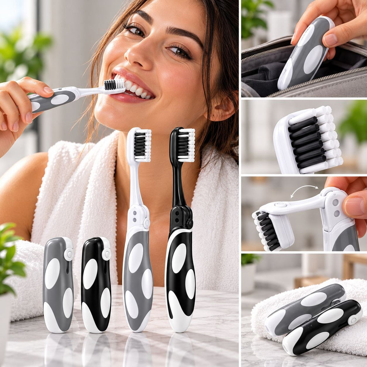 SET DE CEPILLOS DE DIENTES PLEGABLES PARA VIAJE ORAL FUSION 2PCS