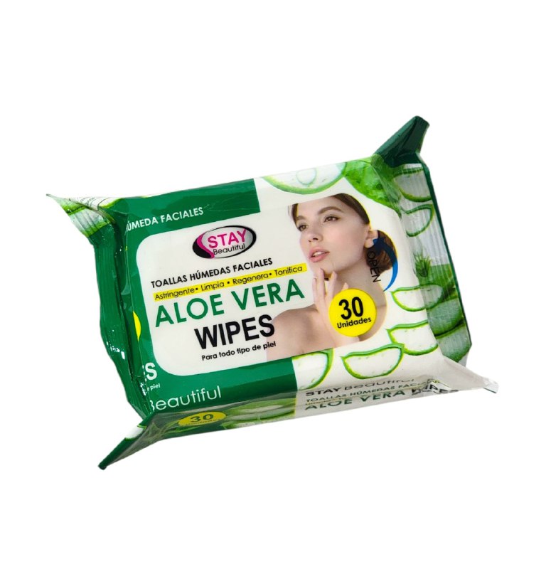 TOALLITAS HUMEDAS FACIALES DE ALOE VERA HIDRATANTES STAY BEAUTIFUL 30UND