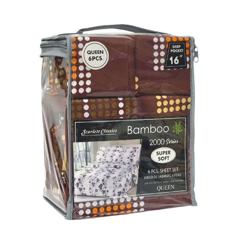 JUEGO DE SABANAS CAMERA DE 6 PIEZAS QUEEN SCARLETT CLASSICS BAMBOO, 54 ESTILOS