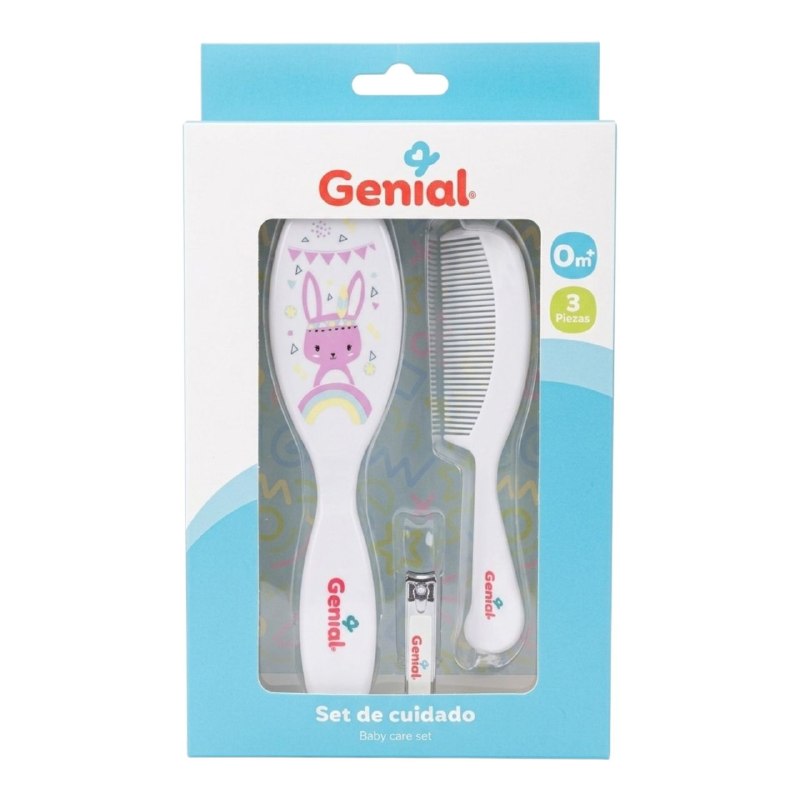 SET DE ASEO PERSONAL PARA BEBES DE 3 PIEZAS GENIAL, CEPILLO PEINE Y CORTAUÑAS