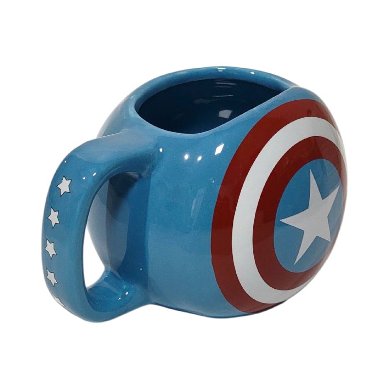 TAZA DE CERAMICA, RESISTENTE AL CALOR, MANGO CREATIVO DISEÑO ABS MARVEL CAPITAN AMERICA