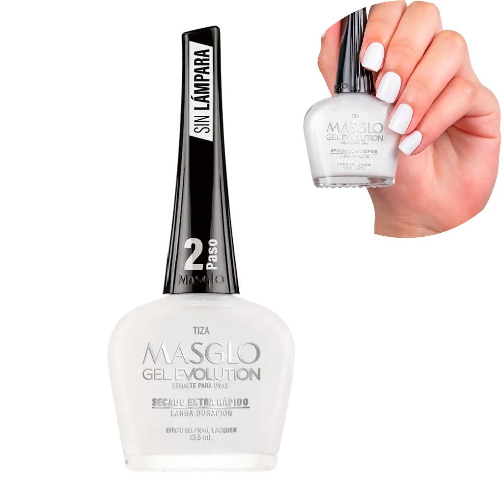 ESMALTE DE UNAS BLANCO GEL EVOLUTION TIZA MASGLO 13.5ML