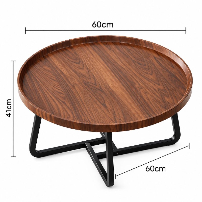 MESA AUXILIAR REDONDA MODERNA CON BORBE ELEVADO PARA SALA Y DORMITORIO 60X60X41CM