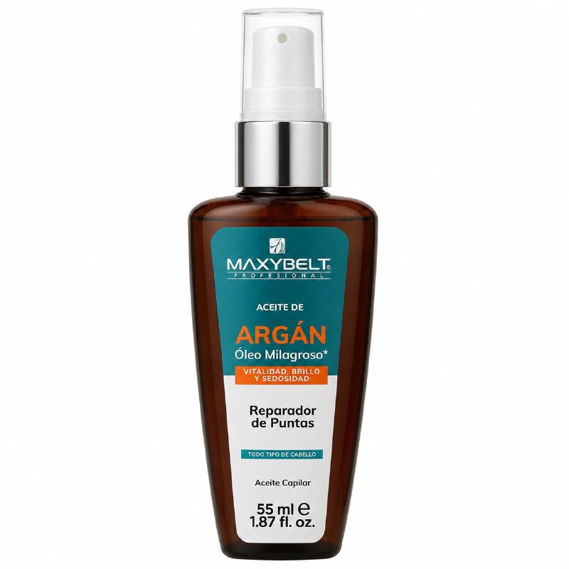ACEITE PARA EL CABELLO REPARADOR DE PUNTAS Y BRILLO CON ACEITE DE ARGAN MAXYBELT 55ML