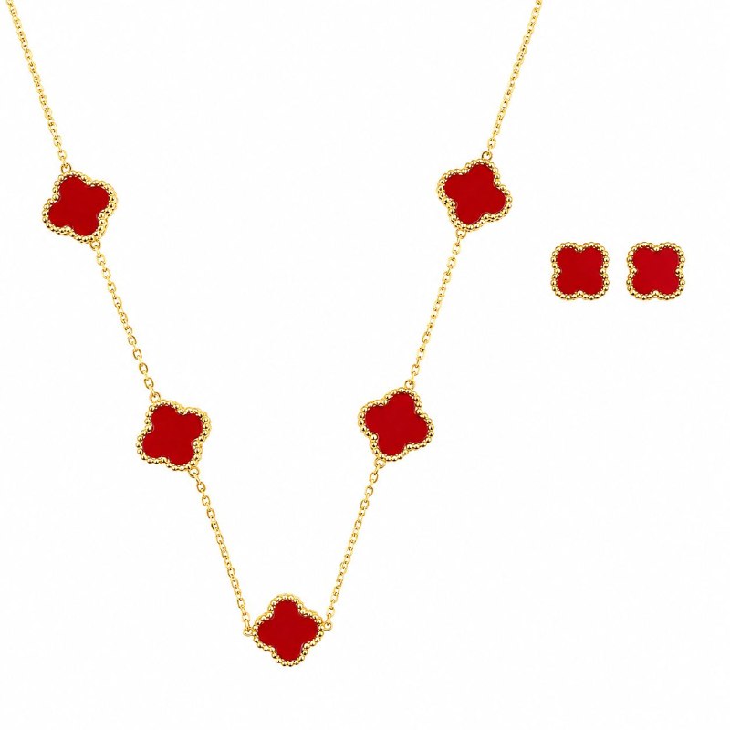 SET DE ENCHAPE PARA DAMA CON DISEÑO DE FLOR (DUPE DE VAN CLEEF)