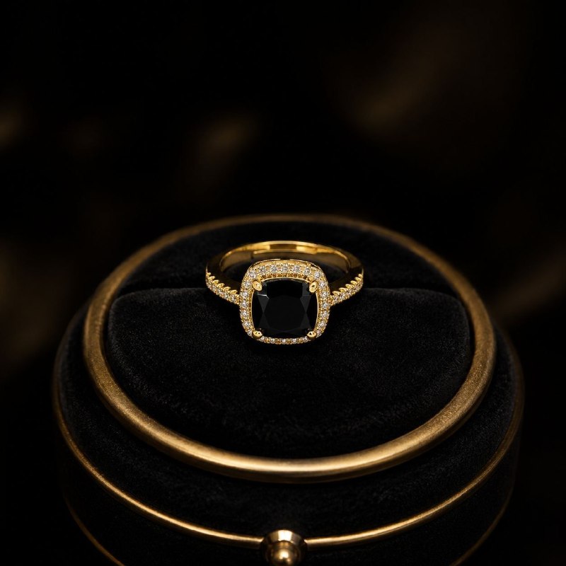 ANILLO DE ENCHAPE PARA DAMA ESTILO HALO CON GEMAS EN CORTE COJÍN Y PAVÉ