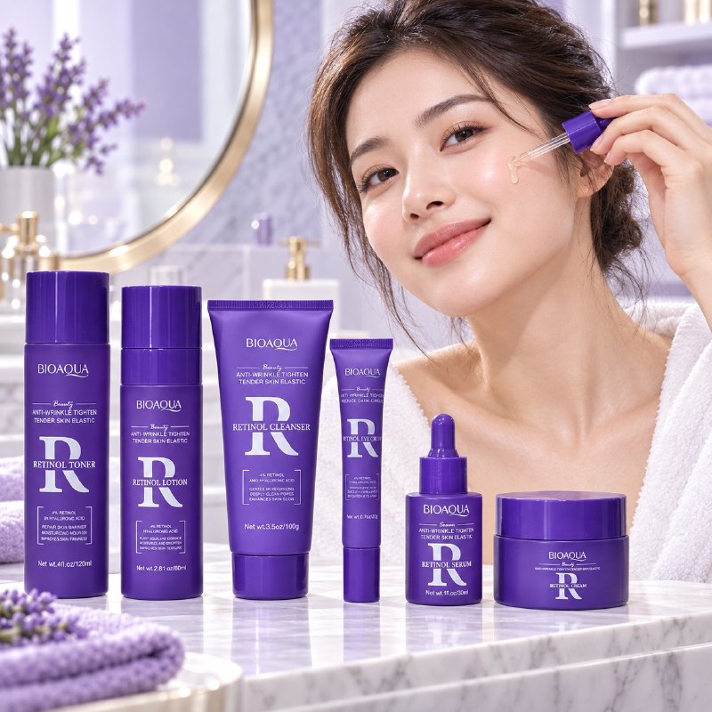 SET DE CUIDADO FACIAL ANTIEDAD, FIRMEZA E HIDRATACION INTENSA CON RETINOL 5% BIOAQUA 6PCS