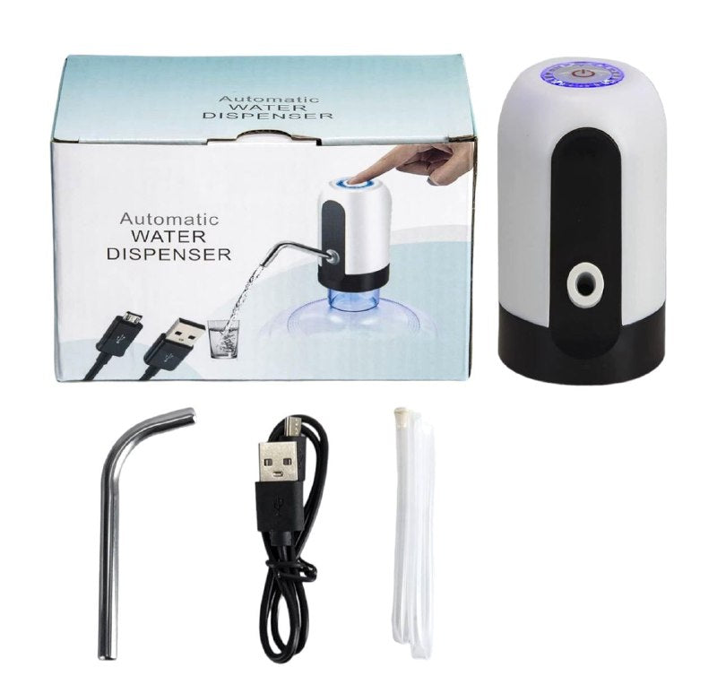 DISPENSADOR DE AGUA AUTOMATICO PARA BOTELLON, CON CARGA USB, ACERO INOXIDABLE AUTOMATIC WATER DISPENSER