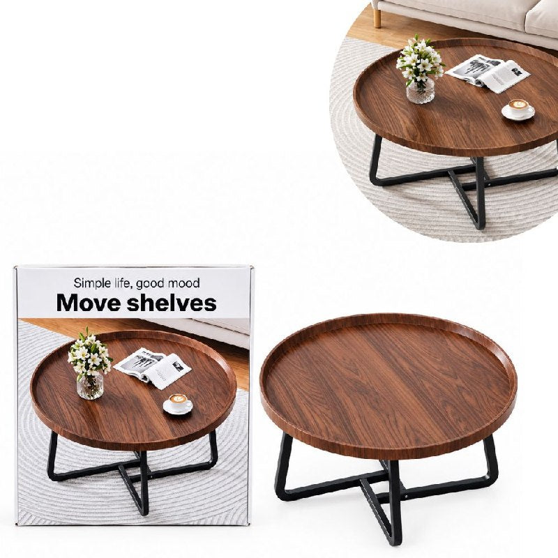 MESA AUXILIAR REDONDA MODERNA CON BORBE ELEVADO PARA SALA Y DORMITORIO 60X60X41CM