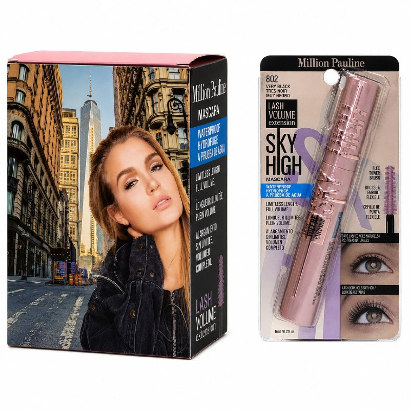 RIMEL LIQUIDO IMPERMEABLE ALARGADOR Y VOLUMIZADOR MILLION PAULINE 6ML (DUPE MAYBELLINE)