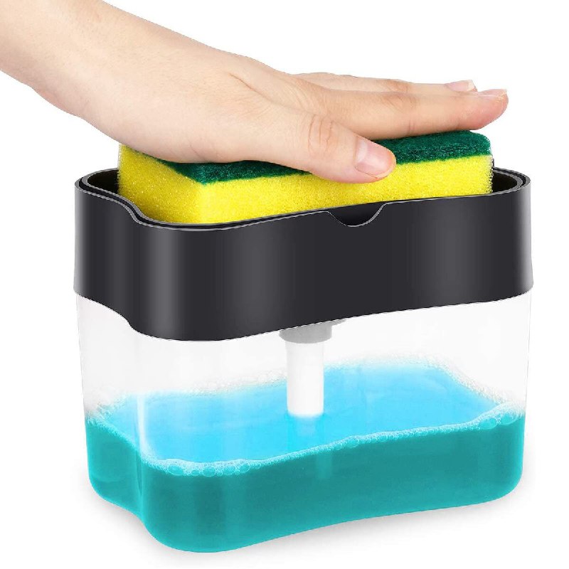 DISPENSADOR CARRITO DE JABON Y ESPONJA PARA COCINA 385ML