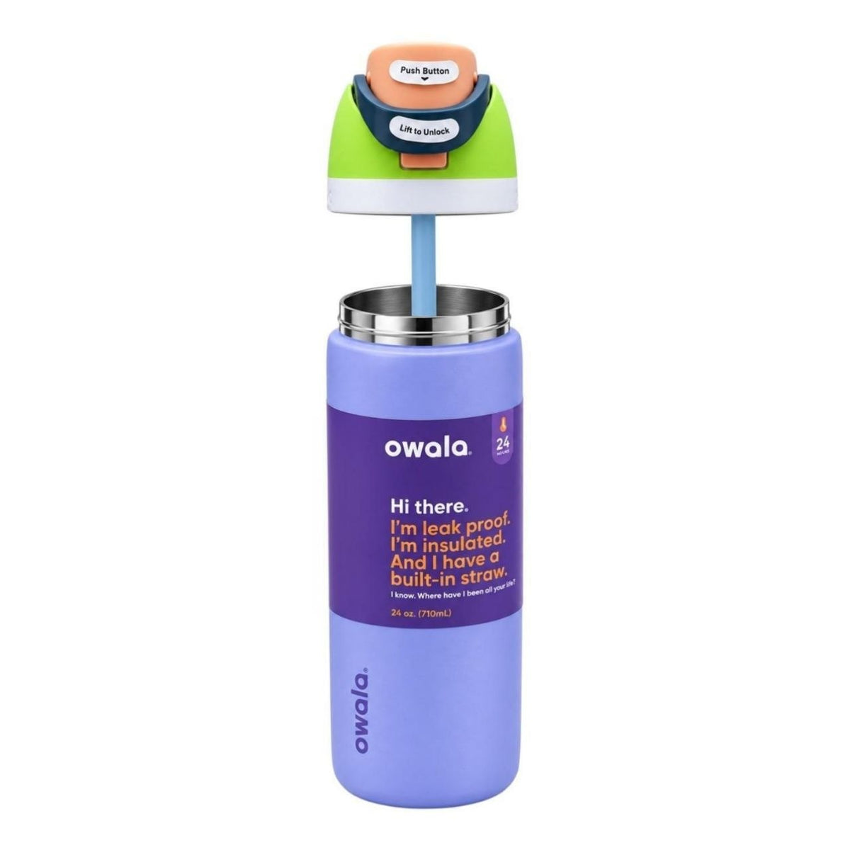 BOTELLA TÉRMICA REUTILIZABLE CON PAJILLA INTEGRADA OWALA 24OZ (710ML)