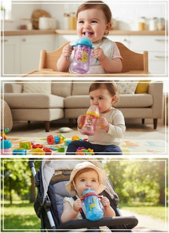VASO ENTRENADOR ANTIDERRAME CON VALVULA ANTICOLICO PARA BEBES SMILY BABY 250ML