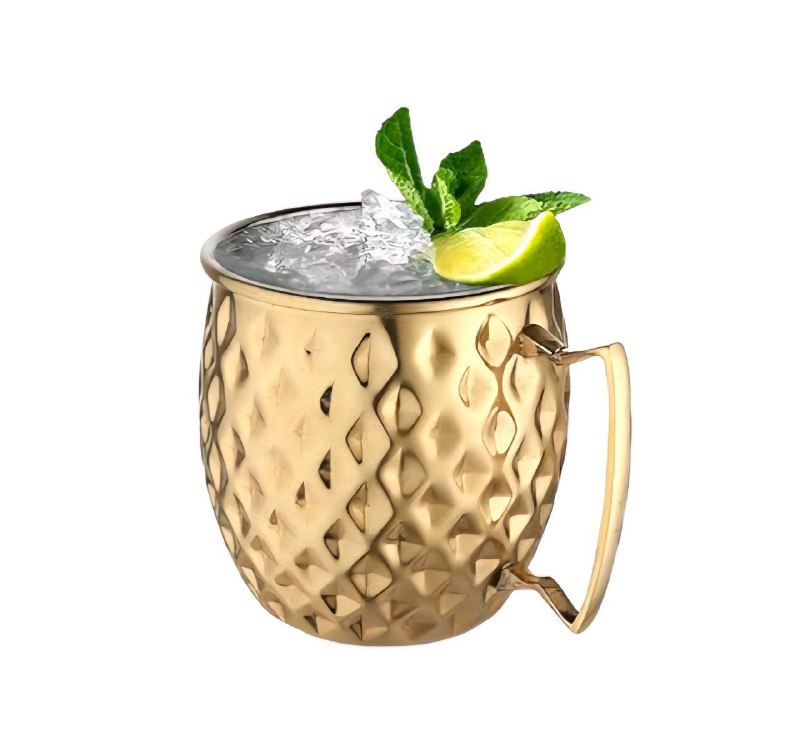 TAZA DE COCTEL MOSCOW MULE PARA BAR DE ACERO INOXIDABLE DISEÑO DIAMANTE 20OZ