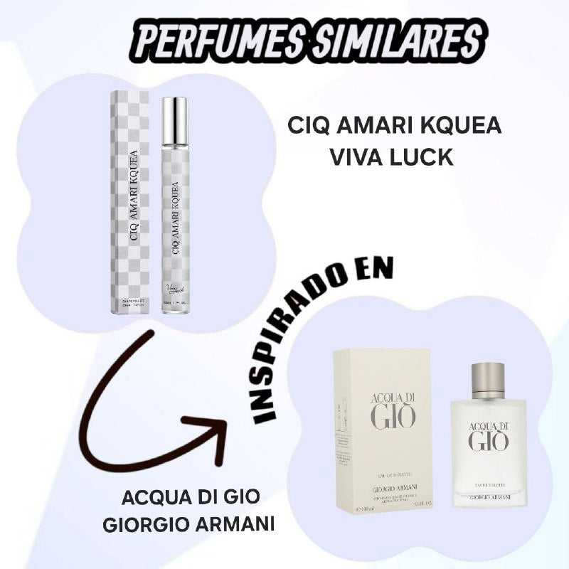PERFUME DE TUBO CIQ AMARI KQUEA VIVA LUCK 35ML 1 UND (DUPE ACQUA DI GIÒ GIORGIO ARMANI)
