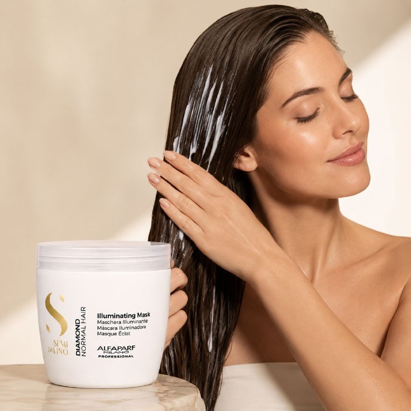 MASCARILLA PARA EL CABELLO ILUMINADORA Y ACONDICIONADORA PARA CABELLO NORMAL CON EXTRACTO DE LINO ALFAPARFT 500ML