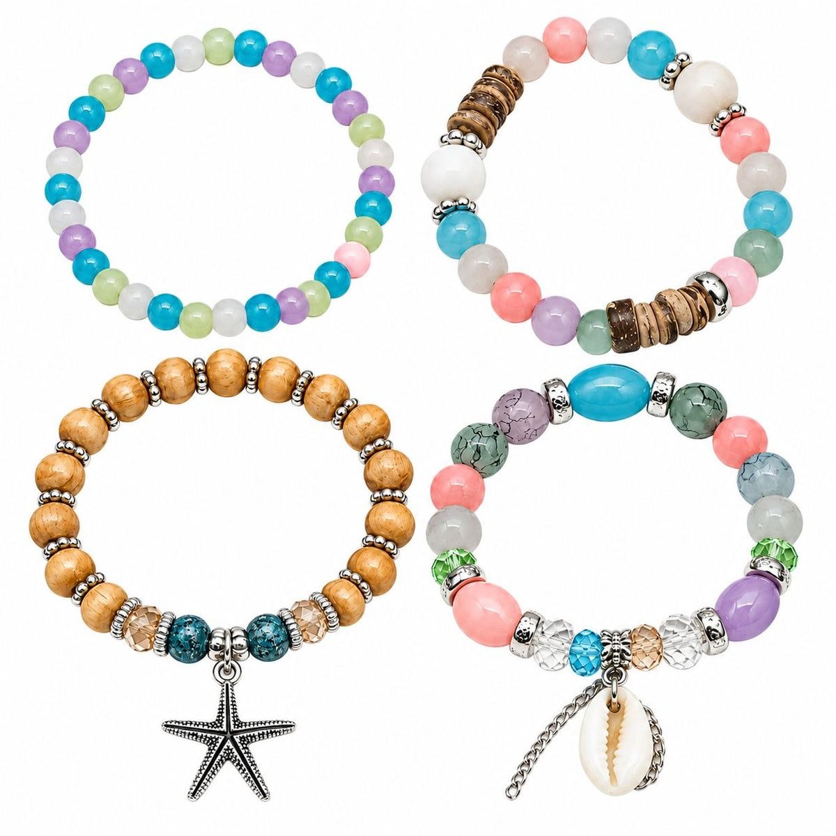 SET DE 4 PULCERAS AJUSTABLES DE ENCHAPE PARA DAMA
