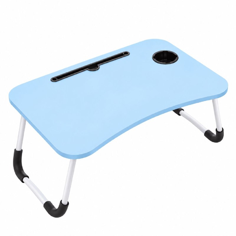 MESA PLEGABLE PORTATIL PARA CAMA O SOFA CON PORTAVASOS Y RANURA PARA TABLET 60X40X27CM