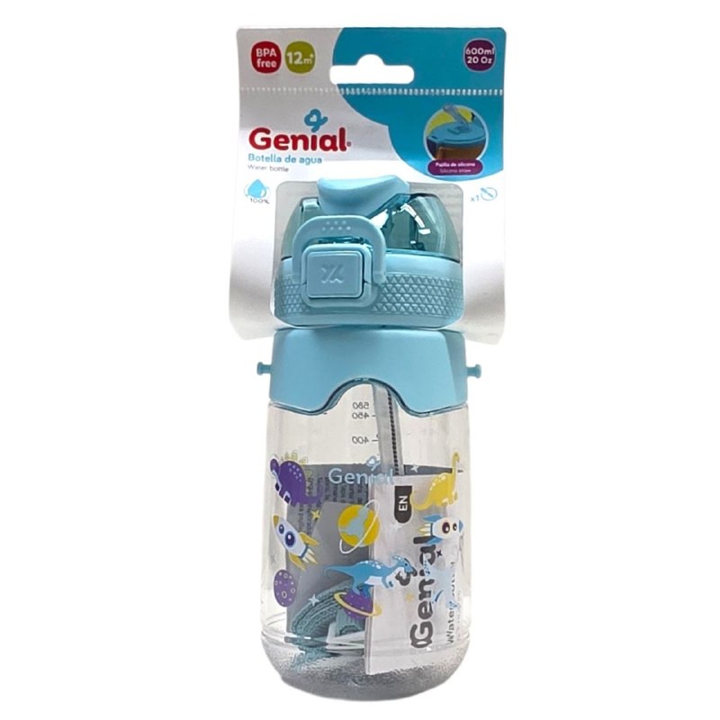 BOTE DE AGUA INFANTIL ERGONOMICA CON DISEÑO DE ANIMALES GENIAL 600ML