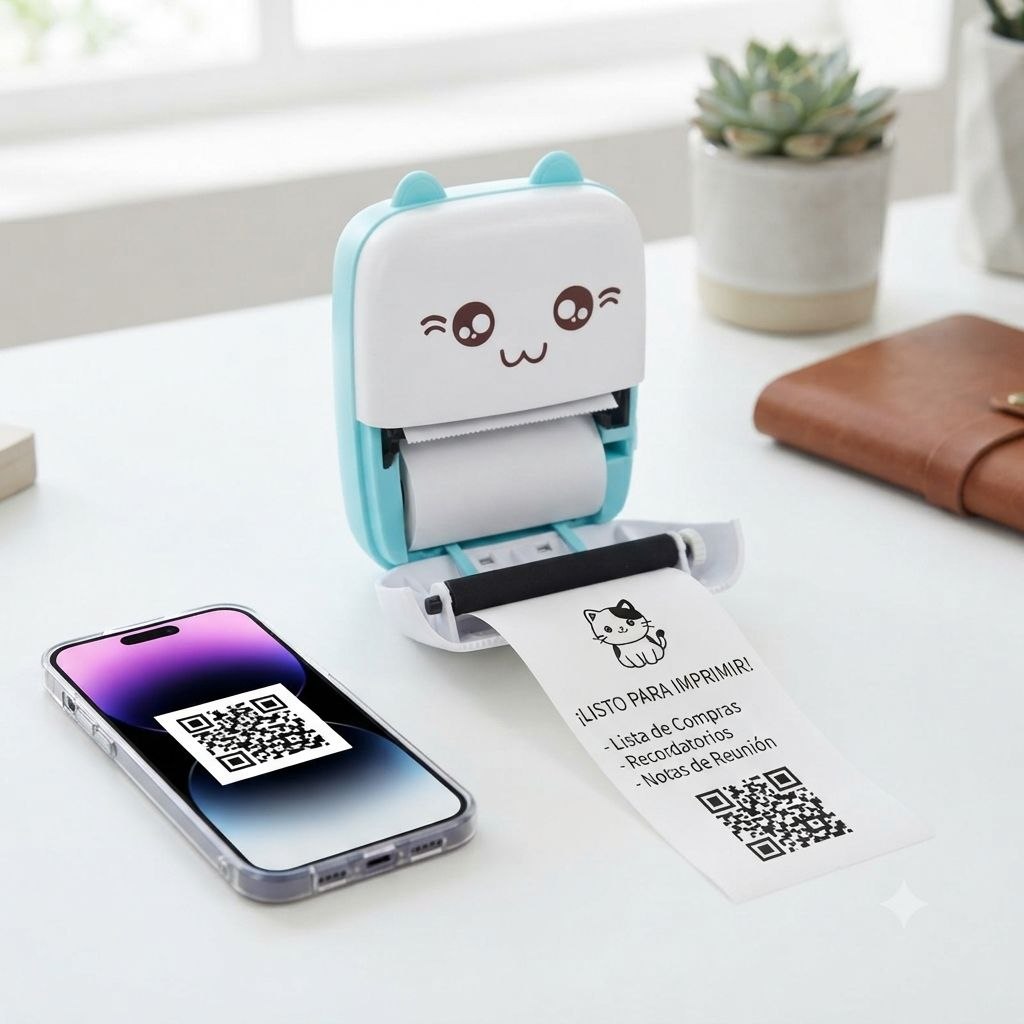 MINI IMPRESORA PORTATIL TERMICA SIN TINTA CON BLUETOOTH MEDIDAS 11X8CM