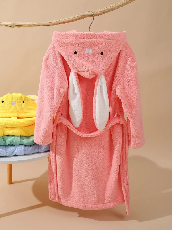 BATA DE DUCHA CON GORRO Y OREJAS DE CONEJO PARA NIÑAS