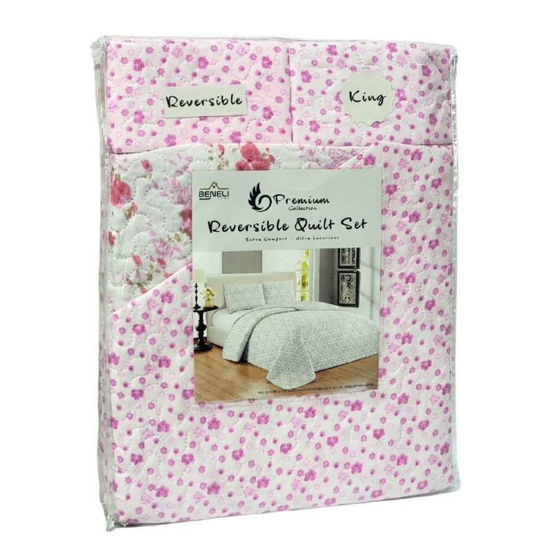JUEGO DE SABANAS CAMERA TIPO EDREDON REVERSIBLE DE 3PCS KING BENELI HOME