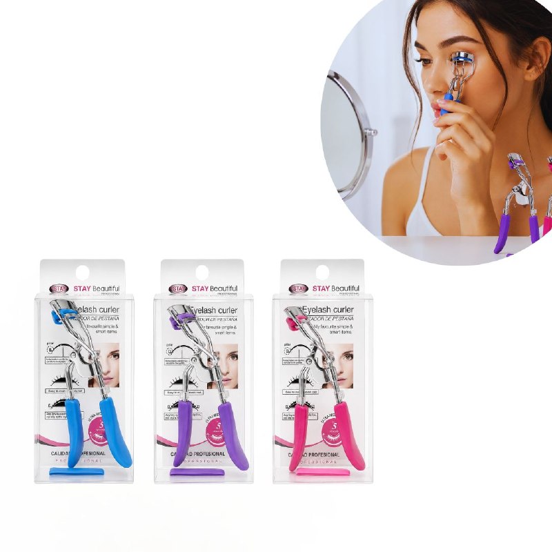 RIZADOR DE PESTAÑAS CON RESORTE ELASTICO Y ALMOHADILLAS PROTECTORAS DE SILICONA EVOK