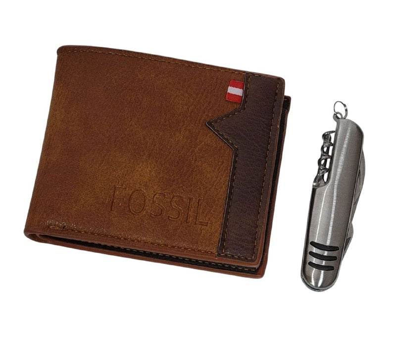 BILLETERA ECONÓMICA FOSSIL CON NAVAJA
