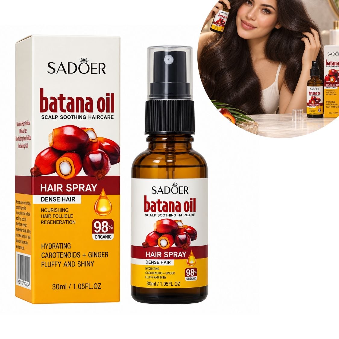 ACEITE PARA EL CABELLO EN SPRAY DE BATANA REVITALIZANTE SADOER 30ML