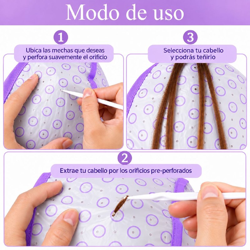 GORRO CAPILAR DE SILICONA PARA HACER MECHAS Y RAYITOS PROFESIONAL AMELOW 30.2X18CM