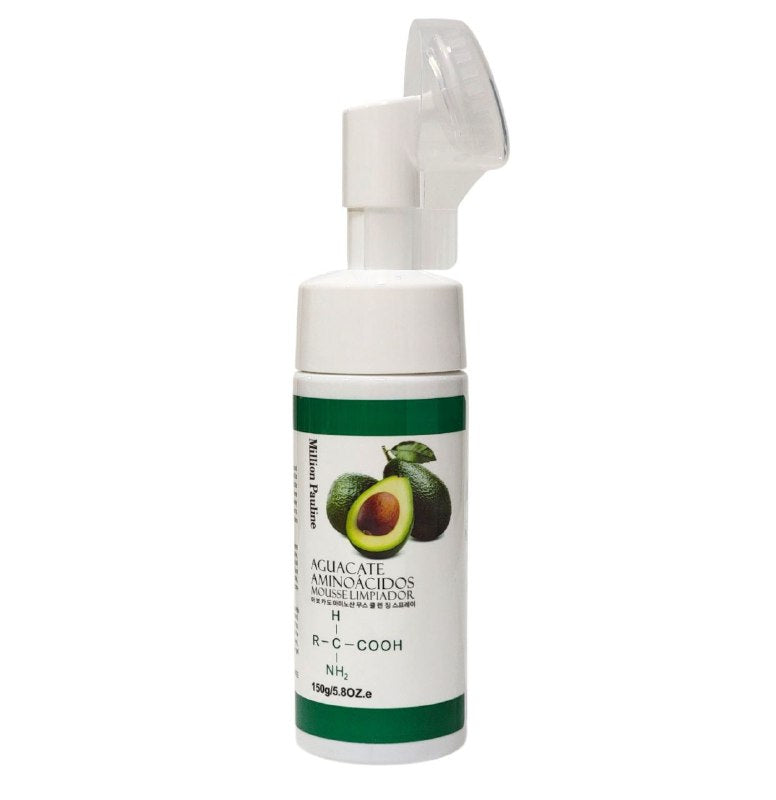 LIMPIADOR FACIAL EN ESPUMA DE EXTRACTO DE AGUACATE CON CEPILLO MASAJEADOR MILLION PAULINE 150G