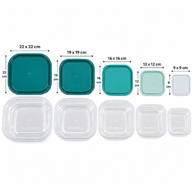 SET DE 5PCS DE RECIPIENTE PANA PLASTICAS TRANSPARENTES ORGANIZADORA DE ALIMENTOS BENELI HOME