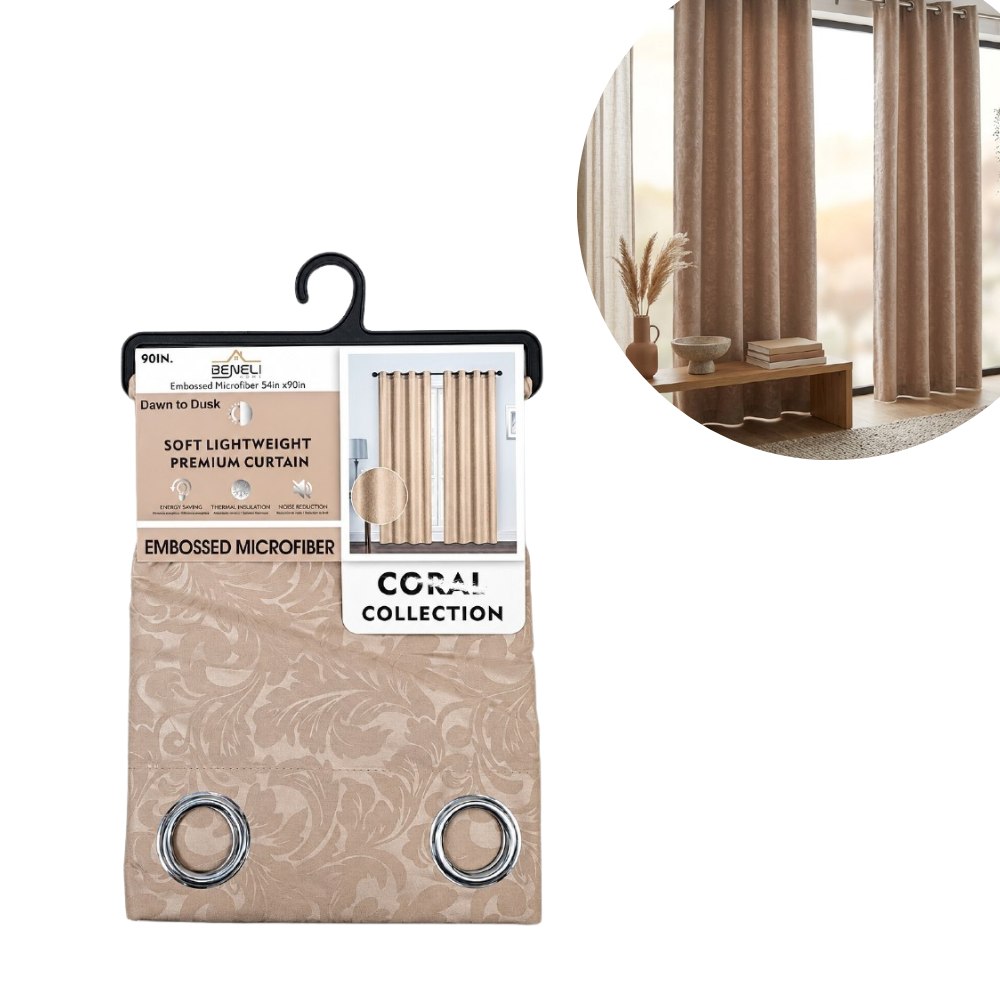 CORTINA PREMIUM DE MICROFIBRA CON RELIEVE BENELI HOME 137X229CM