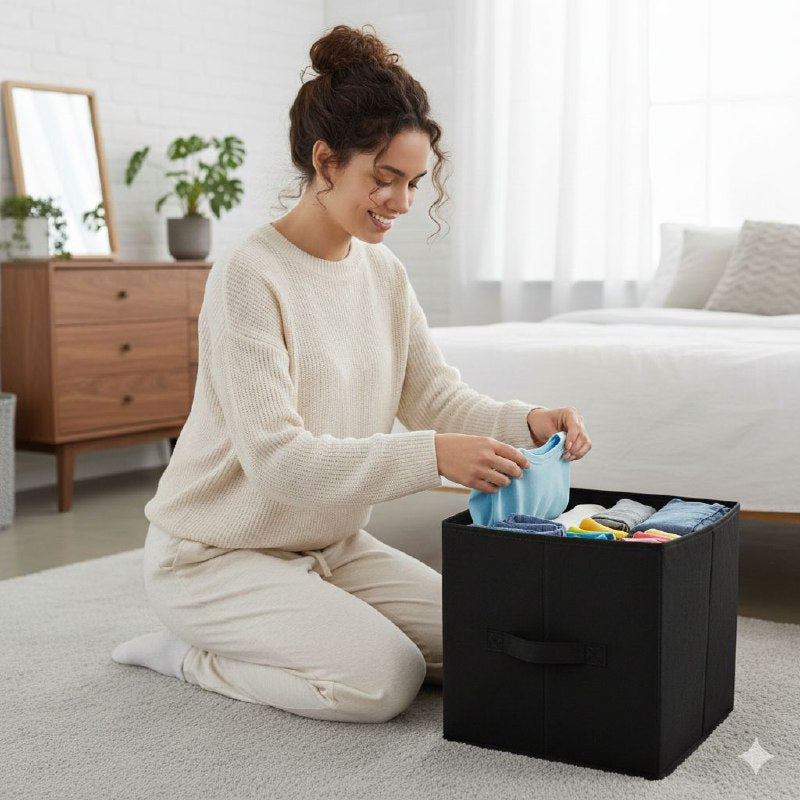 ORGANIZADOR CAJA DE ALMACENAMIENTO PLEGABLE MULTIUSO CLOSET ESSENTIALS 27X26X26CM