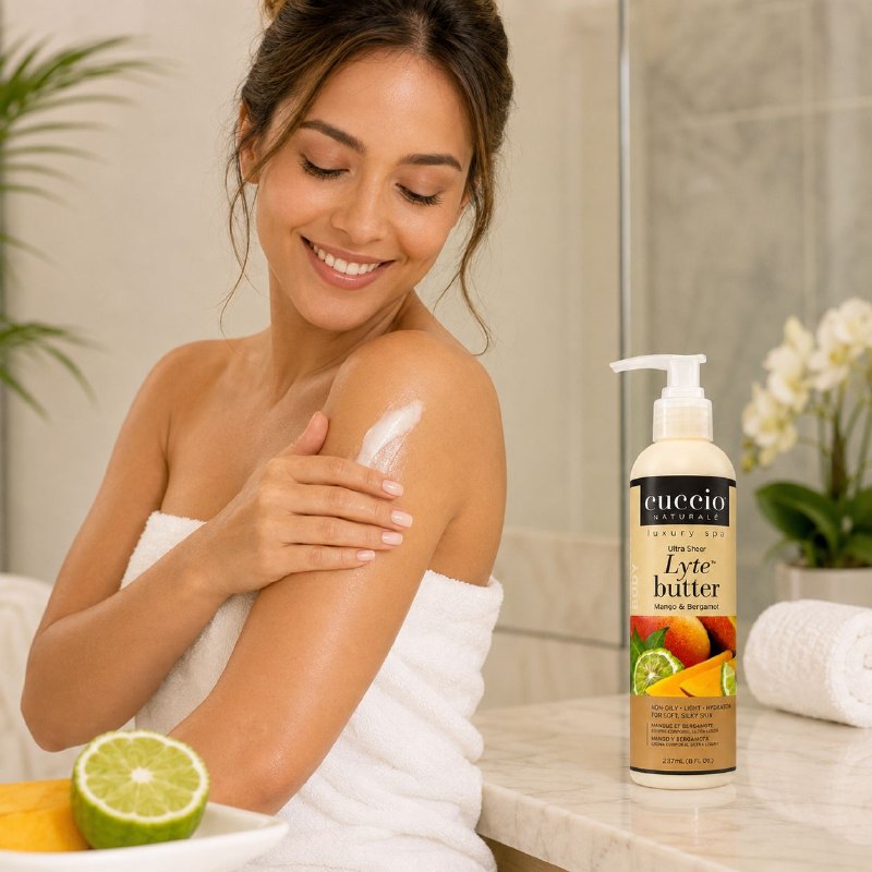 CREMA CORPORAL HIDRATANTE Y ACONDICIONADORA CON AROMA MANGO Y BERGAMOTA CUCCIO 237ML