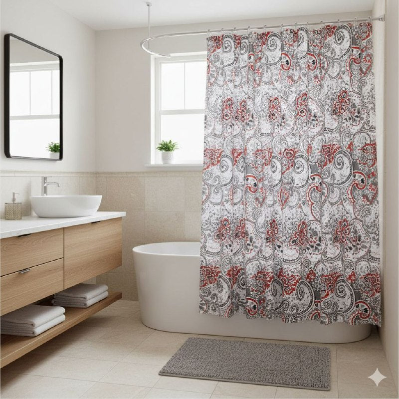 CORTINA DE DUCHA CON 12 GANCHOS DE METAL MODERNA Y ELEGANTE 178X183CM BENELI HOME