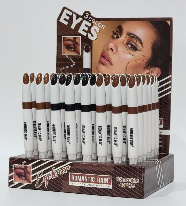 DELINEADOR DE OJOS EN LAPIZ RESISTENTE AL AGUA Y DURADERO 3 COLORES ROMANTIC RAIN PROFESSIONAL MAKEUP