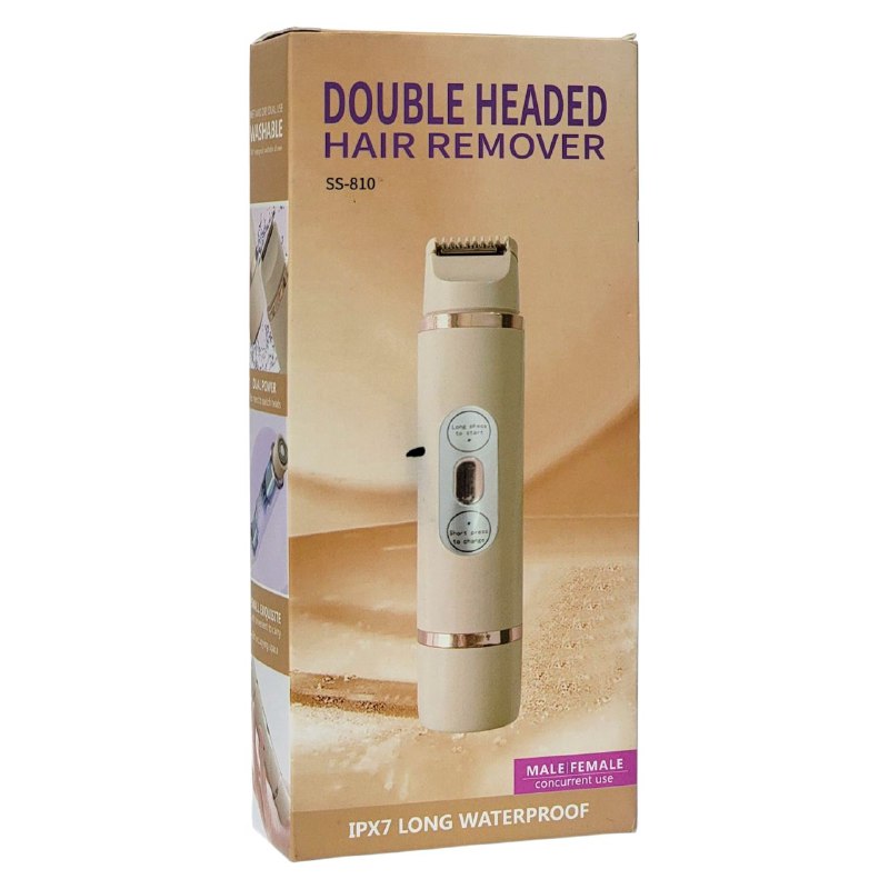MAQUINA DEPILADORA DOBLE CABEZAL, HOJA DE CABEZAL REDONDO PARA AFEITAR LA RAIZ DEL CABELLO, USO HUMEDO O SECO, LAVABLE, RESISTENTE AL AGUA DOUBLE HEADED HAIR REMOVER