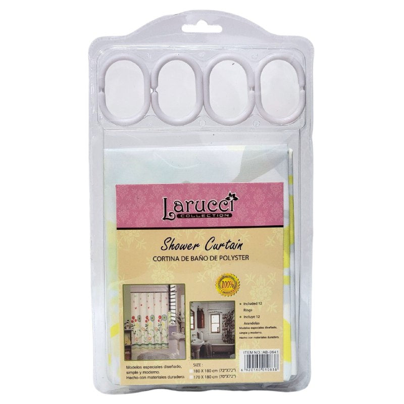 CORTINA DE DUCHA DE POLYSTER, SIMPLE Y MODERNO CON 12 ARANDELAS Y MATERIALES DURADEROS 180X180CM LARUCCI SHOWER CURTAIN 16 ESTILOS