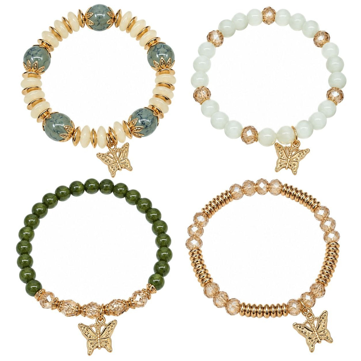 SET DE 4 PULCERAS AJUSTABLES DE ENCHAPE PARA DAMA