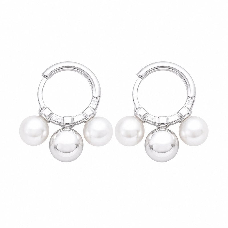 ARGOLLAS DE ENCHAPE PARA DAMA CON DISEÑO DE PERLAS 2CM