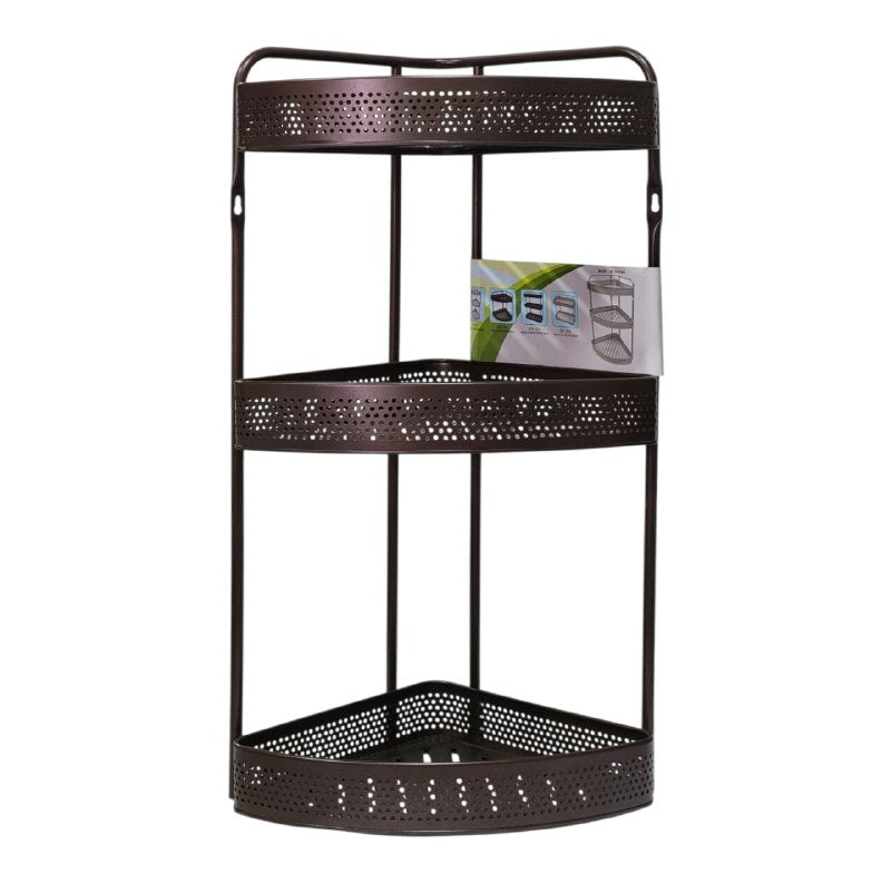 ESTANTE ORGANIZADOR DE ESQUINA DE 3 NIVELES MULTIUSOS PARA COCINA DE METAL INOXIDABLE 24X24X60.5CM
