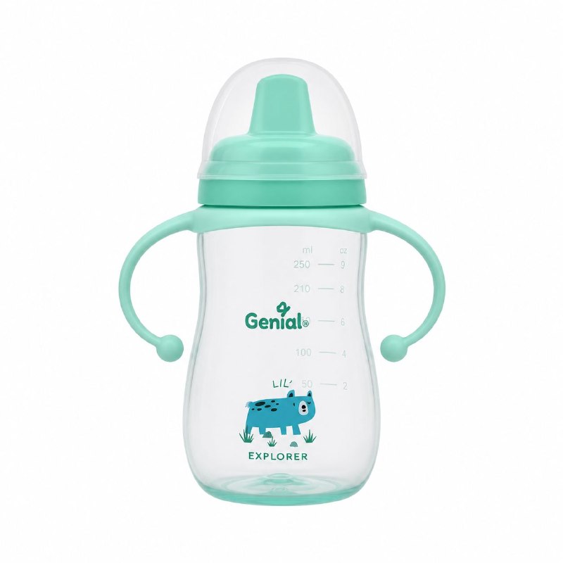 VASO DE ENTRENAMIENTO ANTIDERRAME PARA BEBES ERGONOMICO GENIAL 280ML