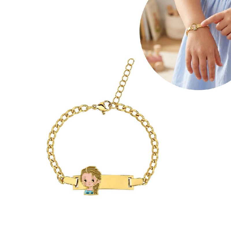 PULSERA DE ENCHAPE PARA NIÑA CON DISEÑO DE PRINCESA 21CM