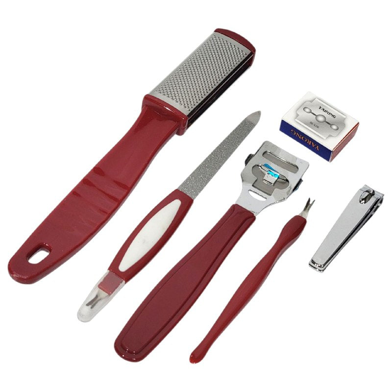 SET DE PEDICURA DE 6  PIEZAS PARA CUIDADO DE UÑAS Y PIES, ESTE KIT COMPLETO REUNE LAS HERRAMIENTAS ESENCIALES PARA MANTENER UÑAS Y PIES IMPECABLES 2 COLORES