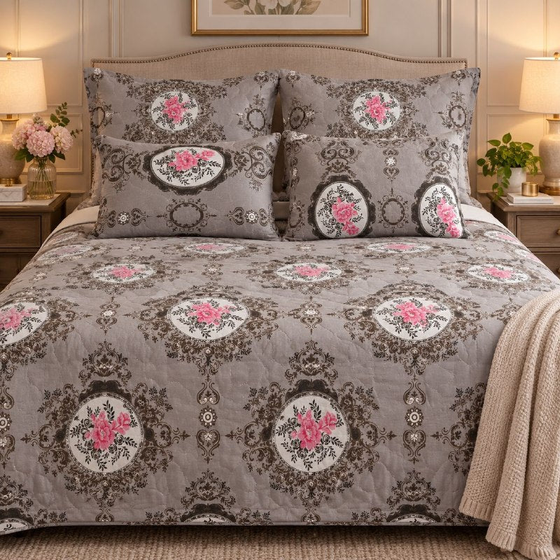 JUEGO DE EDREDON CUBRECAMA REVERSIBLE KING DE 5 PIEZAS BENELI HOME